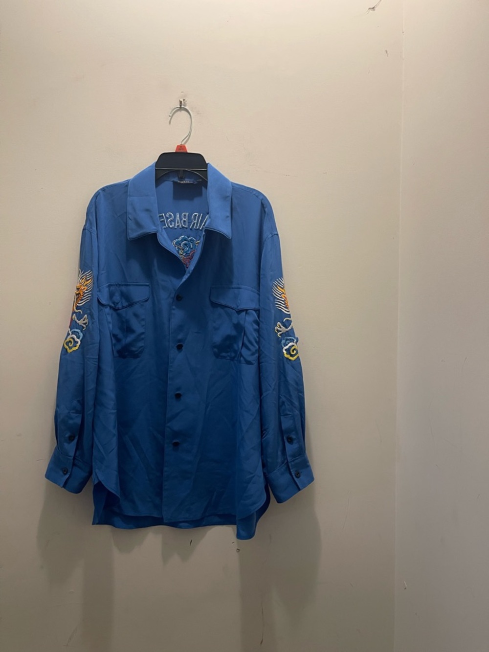 Polo Ralph Lauren Embroidered Long-Sleeve Button Silk Shirt Blouse